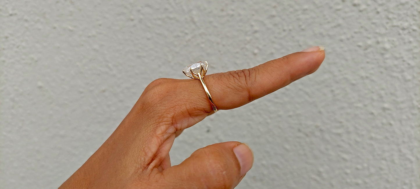 Tulip Basket Prongs Oval Cut Moissanite Classic Solitaire Engagement Ring, Customisable in any size and shape of moissanite.