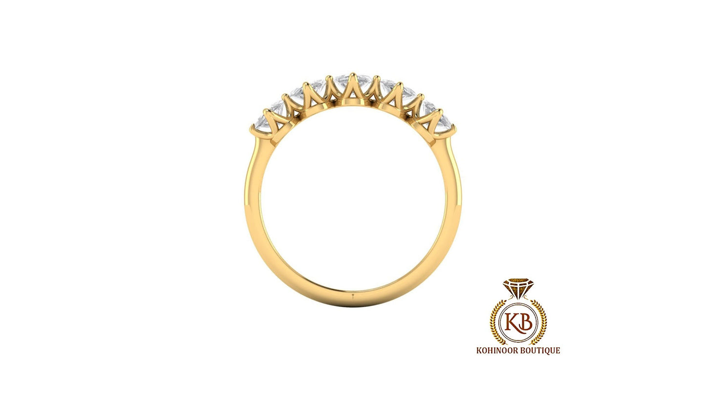 Oval 5-Stone Moissanite Vintage Anniversary band, gift for wife, Wedding Band, Ring for her, Half eternity ring.