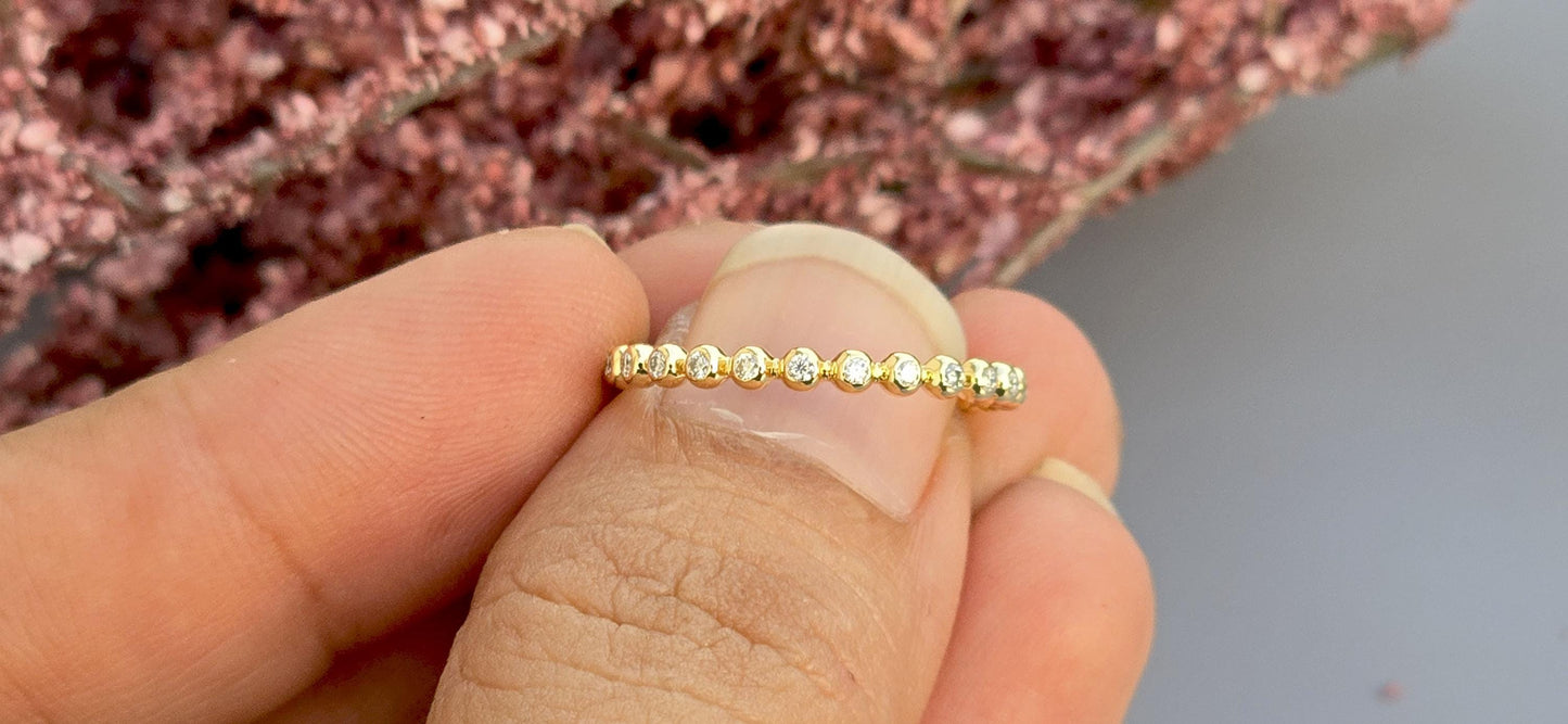 Cute stackable bubble band, Half\Full eternity wedding band, bands for women, gift for her, birthday anniversary gift, design your own stack
