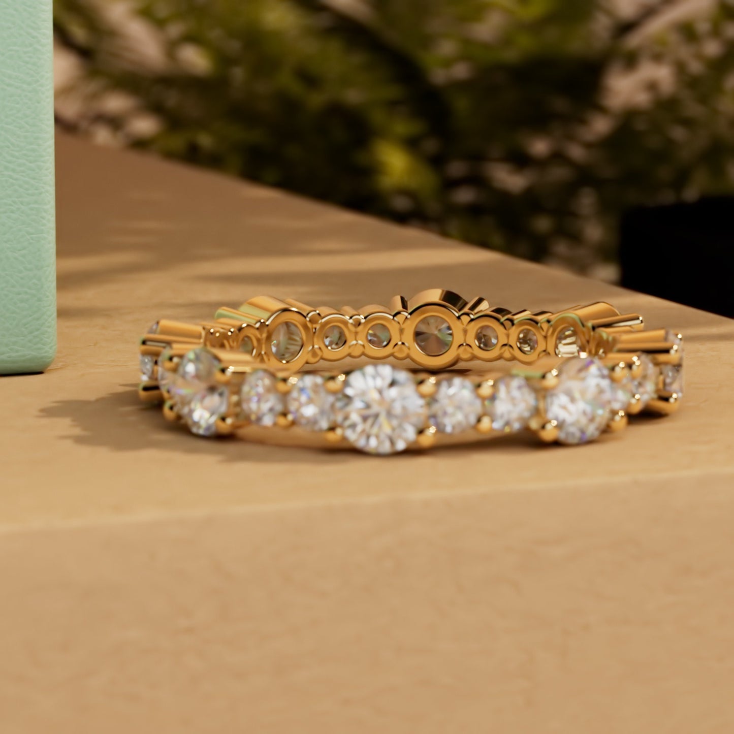Round Cut Moissanite Wedding Band, stackable Bridal ring available in 18k\14k\10k and White\Yellow\Rose Gold, Silver, Platinum