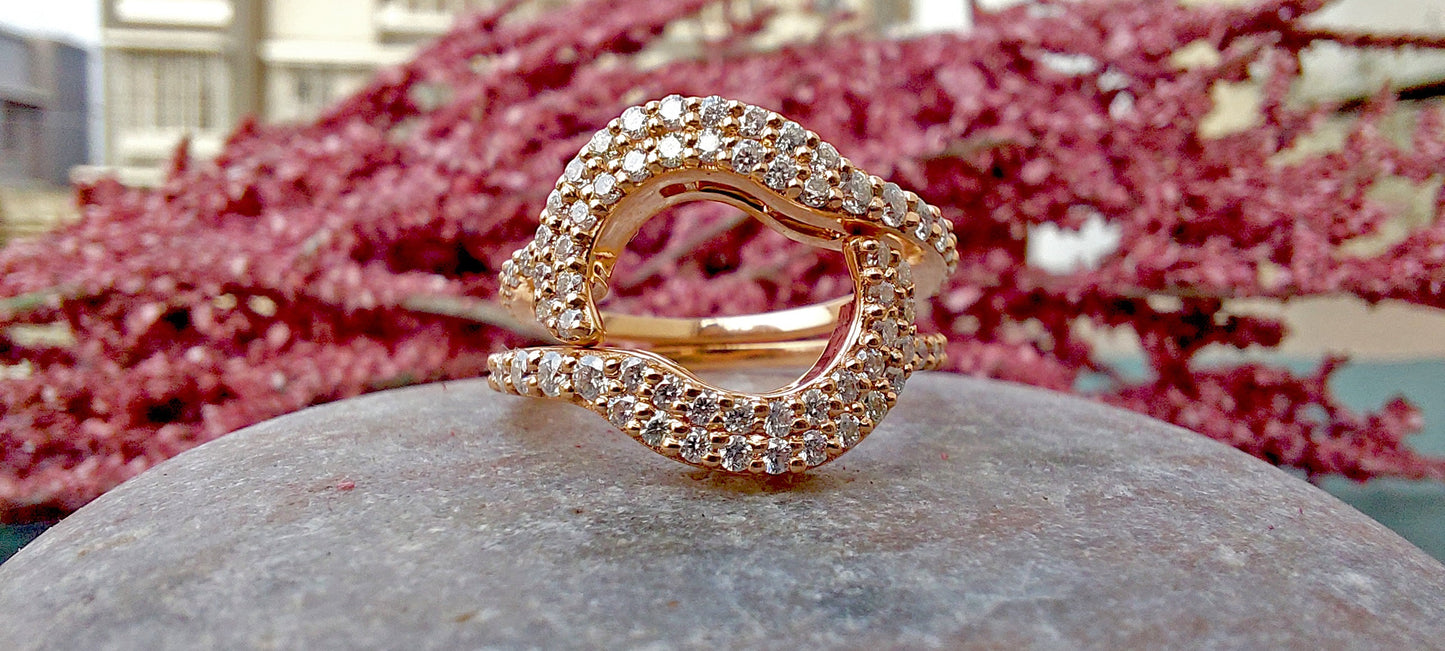 Halo Wrap Enhancer for Engagement Ring, Moissanite diamond Halo Solitaire Ring Guard for Round, Marquise, Princess cut diamonds.