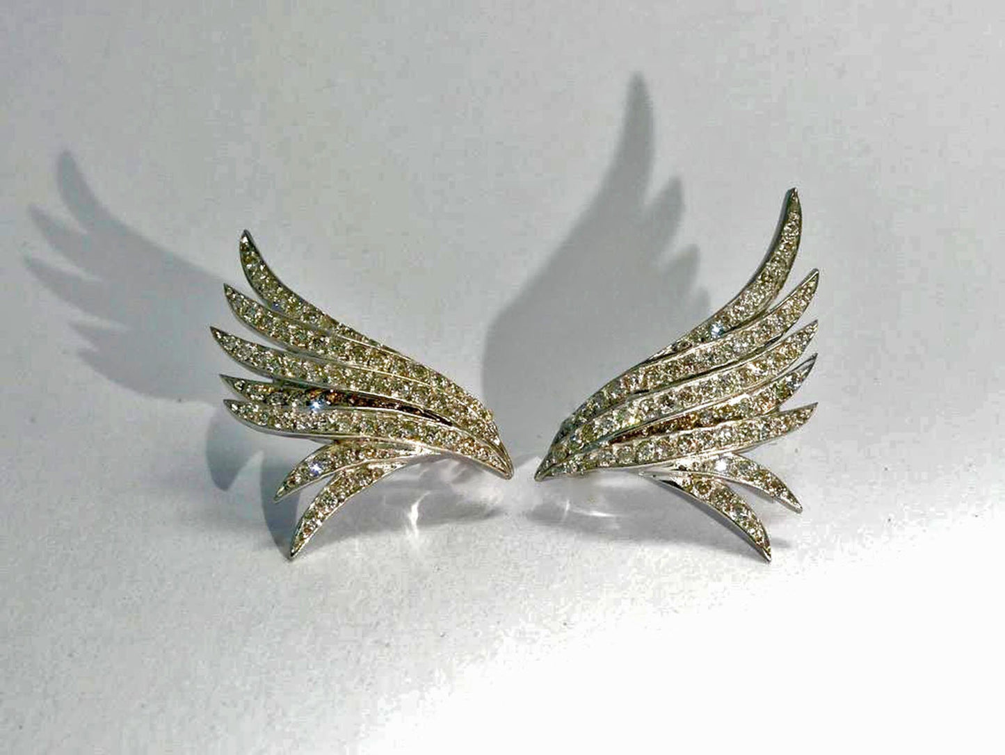 Angel wings Moissanite Stud Earrings, Moissanite Wedding Earrings, Push\Screw Back Earrings, Anniversary Mother's Day Gift