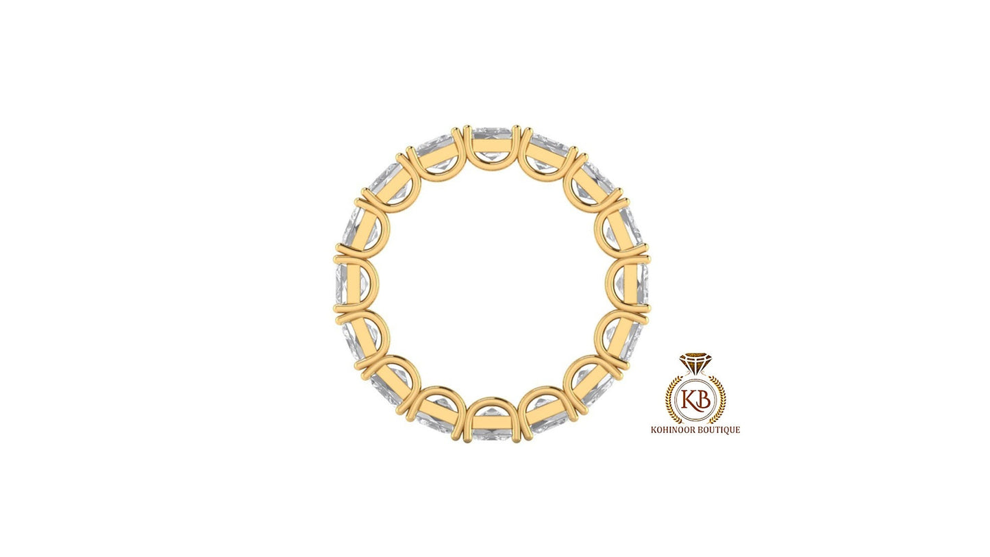 Asscher Octagon Cut Moissanite Half\Full Eternity Infinity statement Bridal stackable wedding band in White\Yellow\Rose Gold