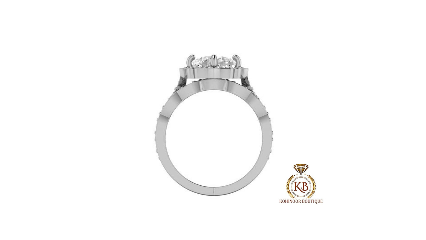 Vintage Floral Kite Set Cushion Cut Halo Moissanite Cathedral set with side pave Engagement Ring with scalloped Bridal Wedding band set.