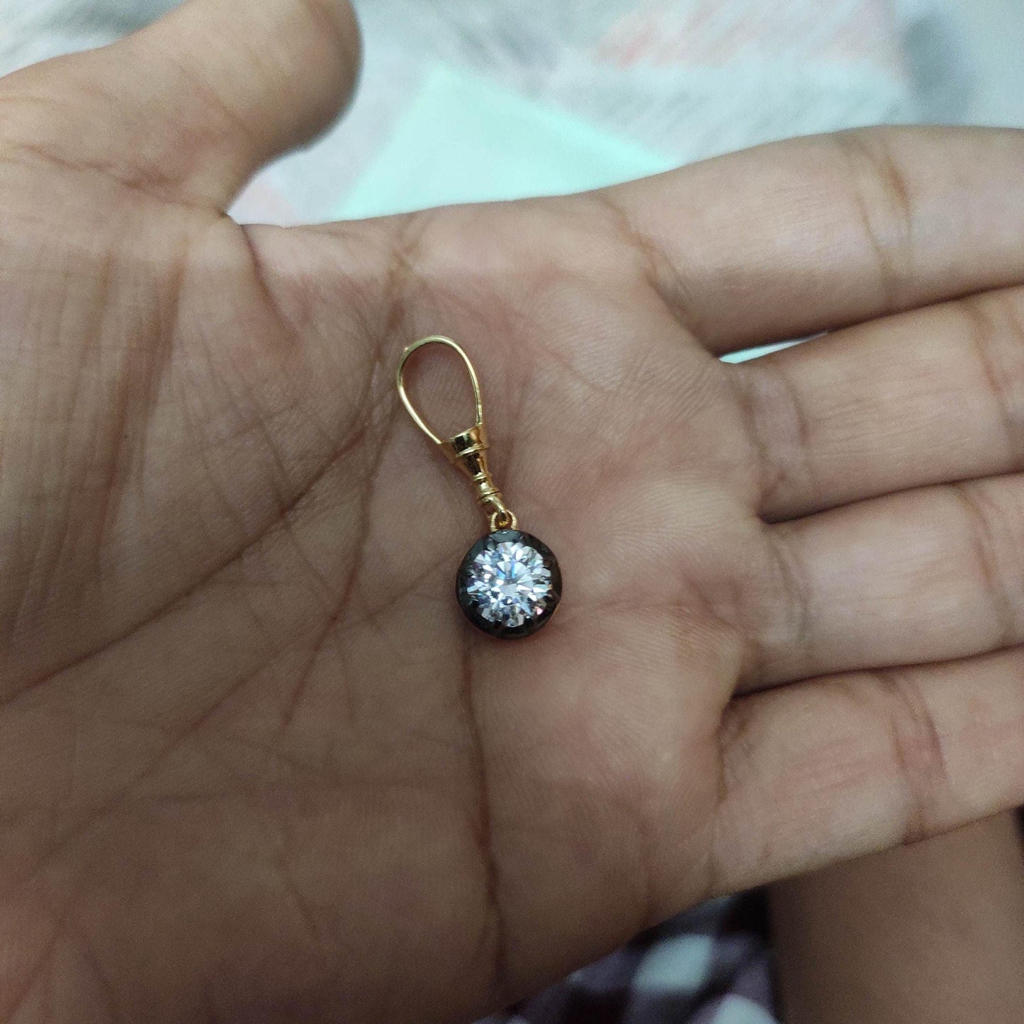 Round Cut Moissanite Pendant, Swivel Clasp Collet set Georgian cut down Button back set Pendant without chain.