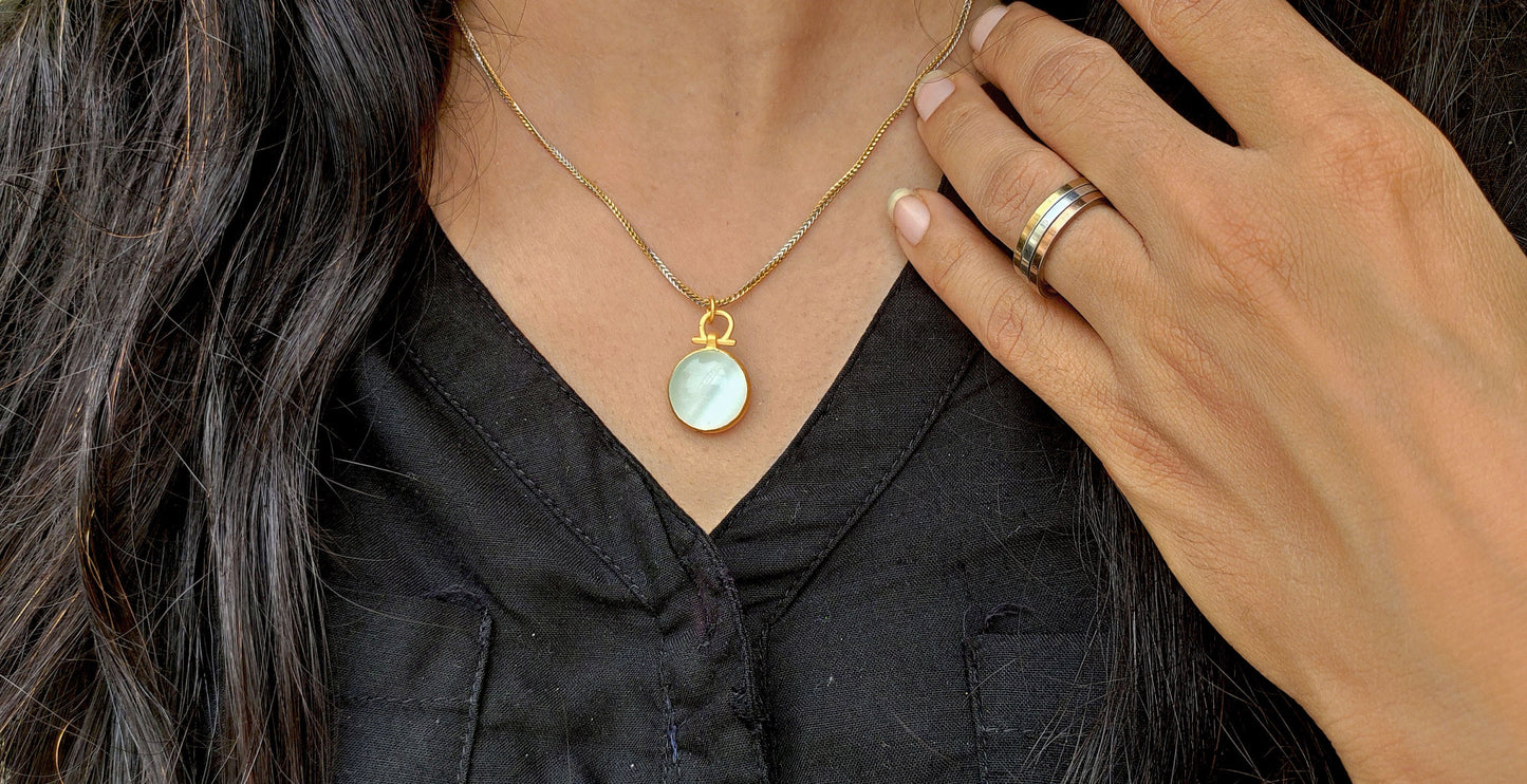 Round White Cat eye Moonstone Cabochon Matt finished, personalized with name at back Pendant ,Wedding Pendant, without chain