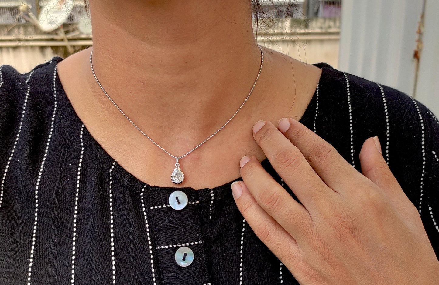 Ready to ship 14kt white gold Georgian cut down set Solitaire Moissanite Pendant without chain, Pendant for women, Anniversary Gift