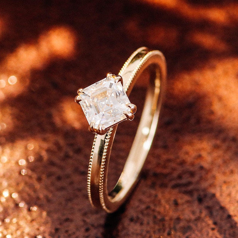 Asscher Cut Kite Set Octagonal Moissanite Solitaire Engagement ring Wedding\Proposal\Promise Ring