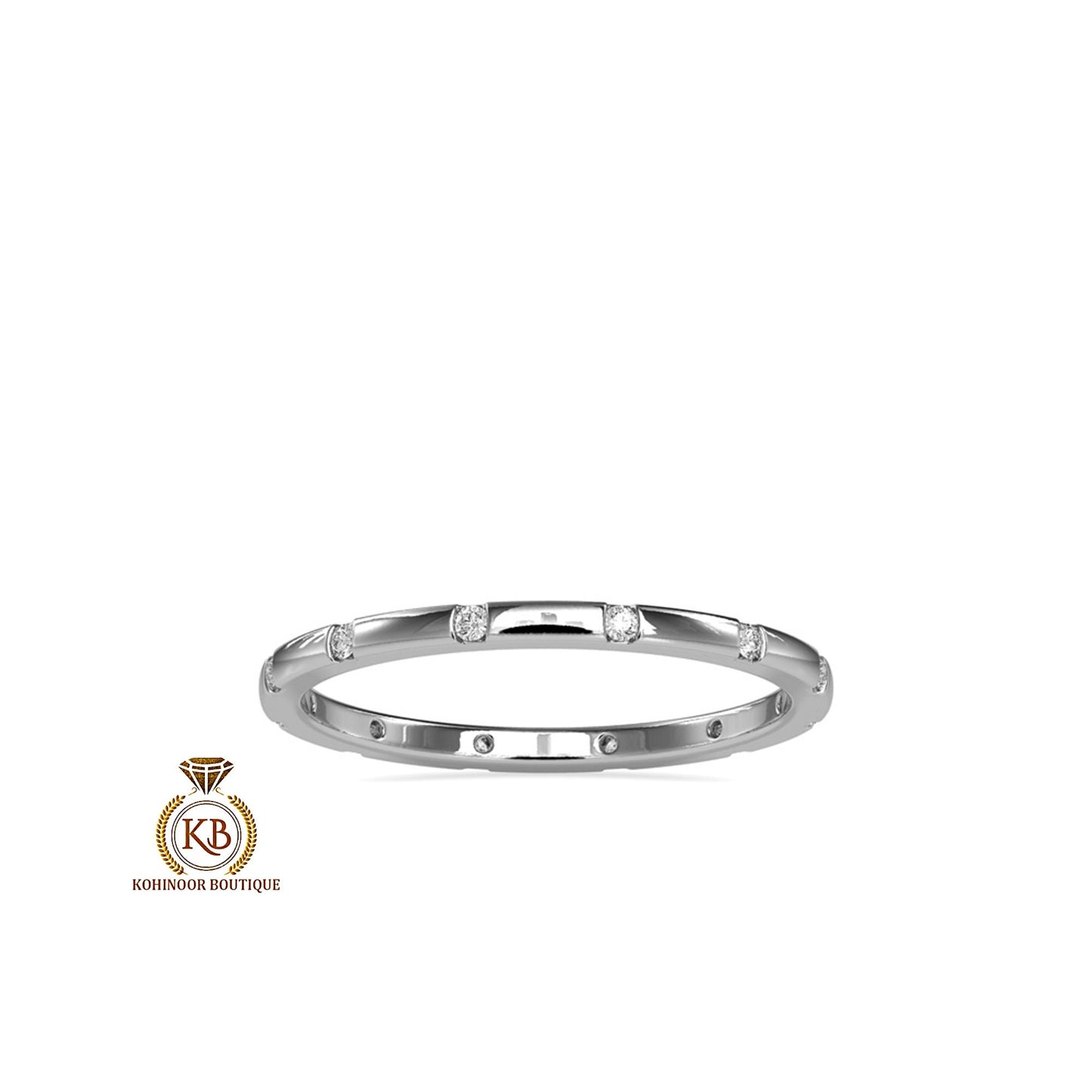 Flush set round moissanite\Natural diamond classic wedding band, eternity band, stackable band, minimalist band