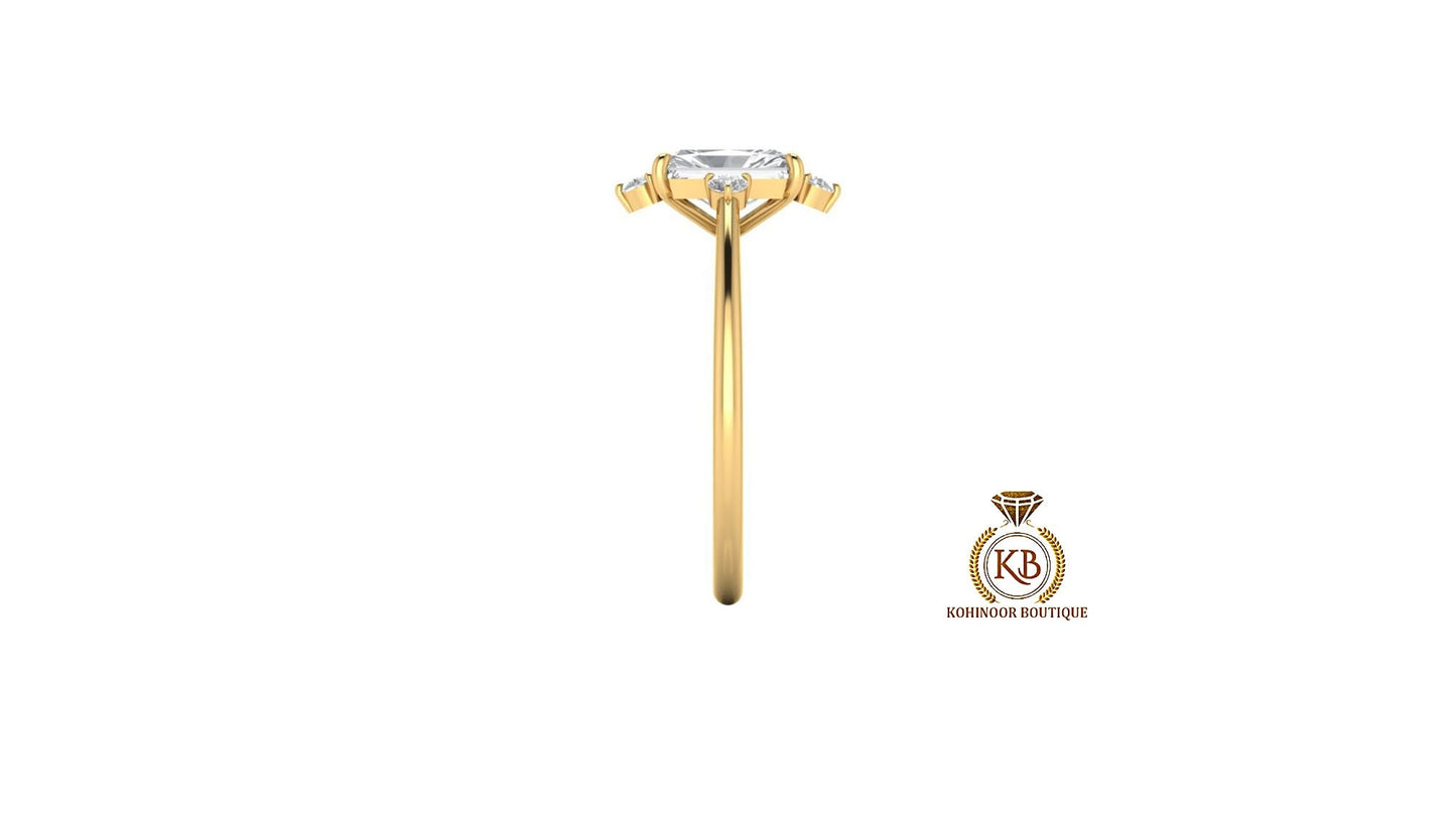 Radiant Cut Moissanite NSEW Compass set Ring Engagement ring, ring for her, gift for her, ring for women.
