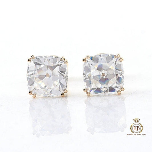 Cushion Old Mine Cut OMC Moissanite Earrings studs , Studs for women, Mother's day gift, screw back , push back earring, wedding studs