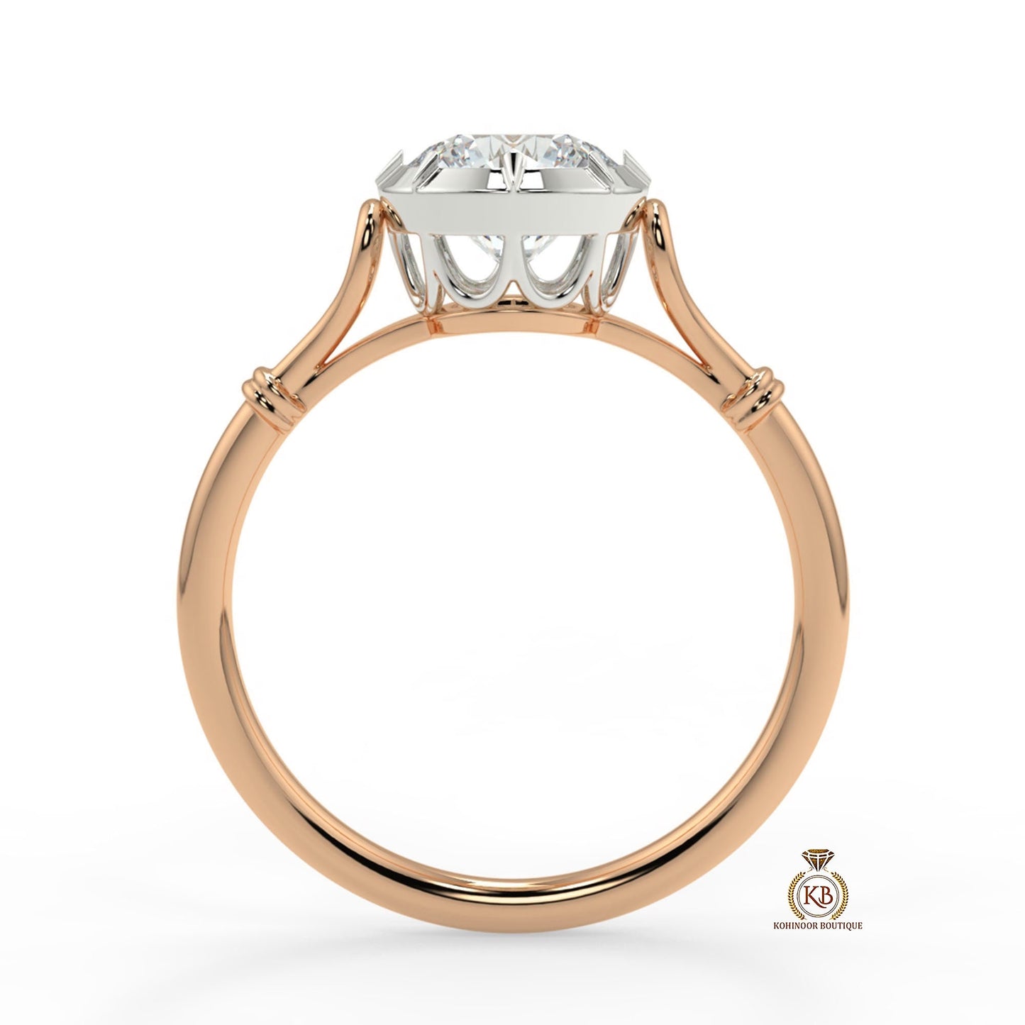 Round Georgian cut down set Moissanite Single\Dual tone Solitaire Engagement\propose Ring with White\Yellow\Rose Gold