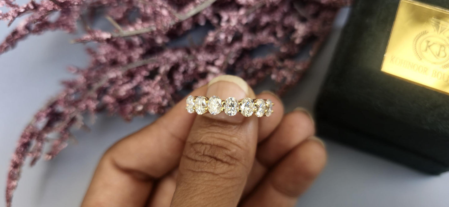 Oval 7 stone Moissanite Anniversary band, Anniversary gift for wife, Ring for her, Promise Ring