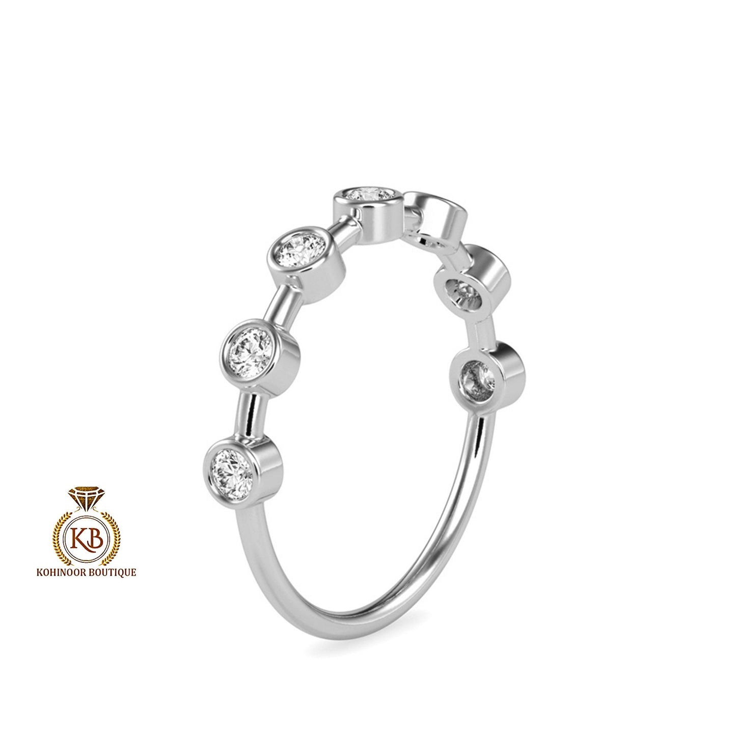 Moissanite Half\Full eternity band, Distance wedding band, stackable minimalist ring enhancer in 18k\14k\10k White\Yellow\Rose Gold