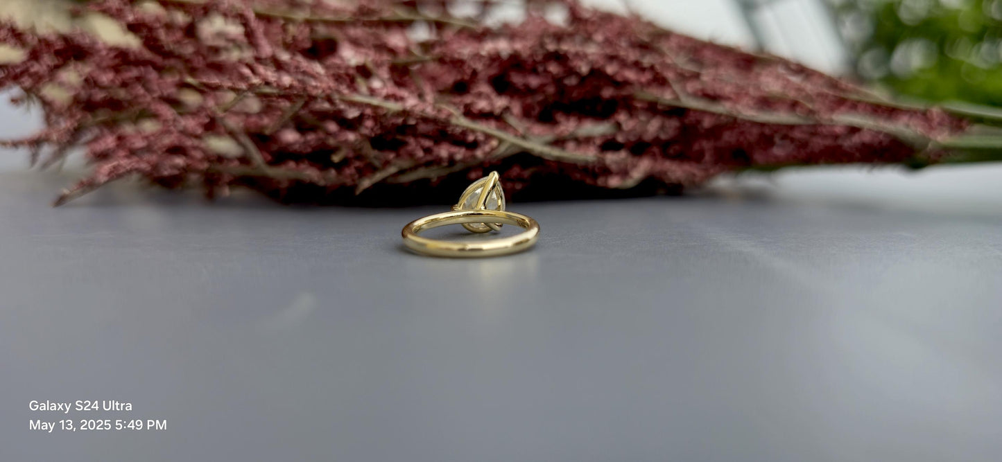 Tilted Pear Cut moissanite ring, Ring for her, ring for women, diagonal pear ring, Engagement ring, Travel ring, gift for women