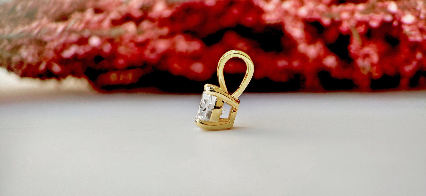 Round Moissanite Solitaire Pendant without chain, Wedding Pendant, Anniversary Gift, Gift for her, Anniversary gift for wife,Gift for mother