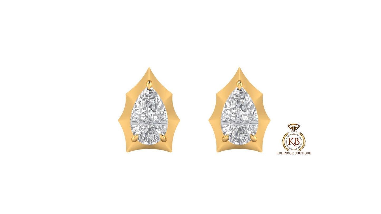 Pear Cut Moissanite in Georgian cut down setting, Solitaire Stud Earrings, Wedding Earrings,Push Back Earrings,Anniversary Studs
