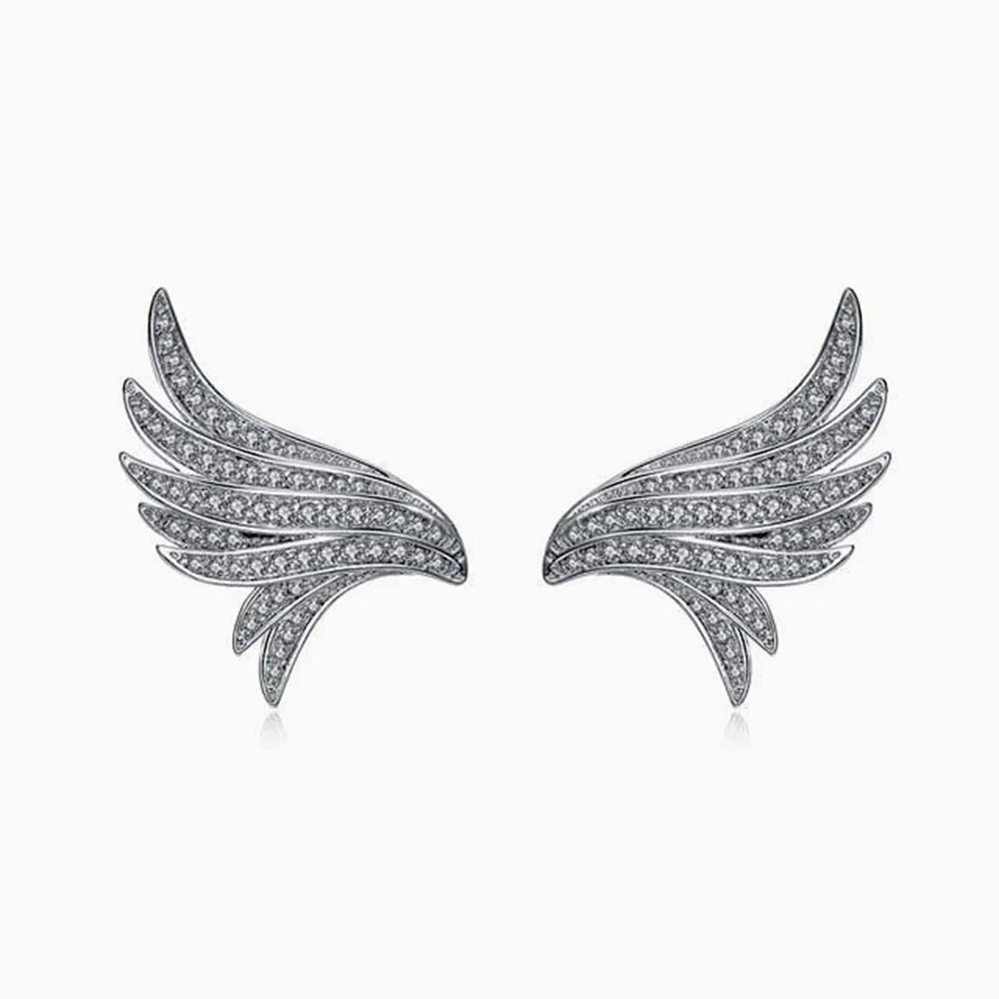 Angel wings Moissanite Stud Earrings, Moissanite Wedding Earrings, Push\Screw Back Earrings, Anniversary Mother's Day Gift