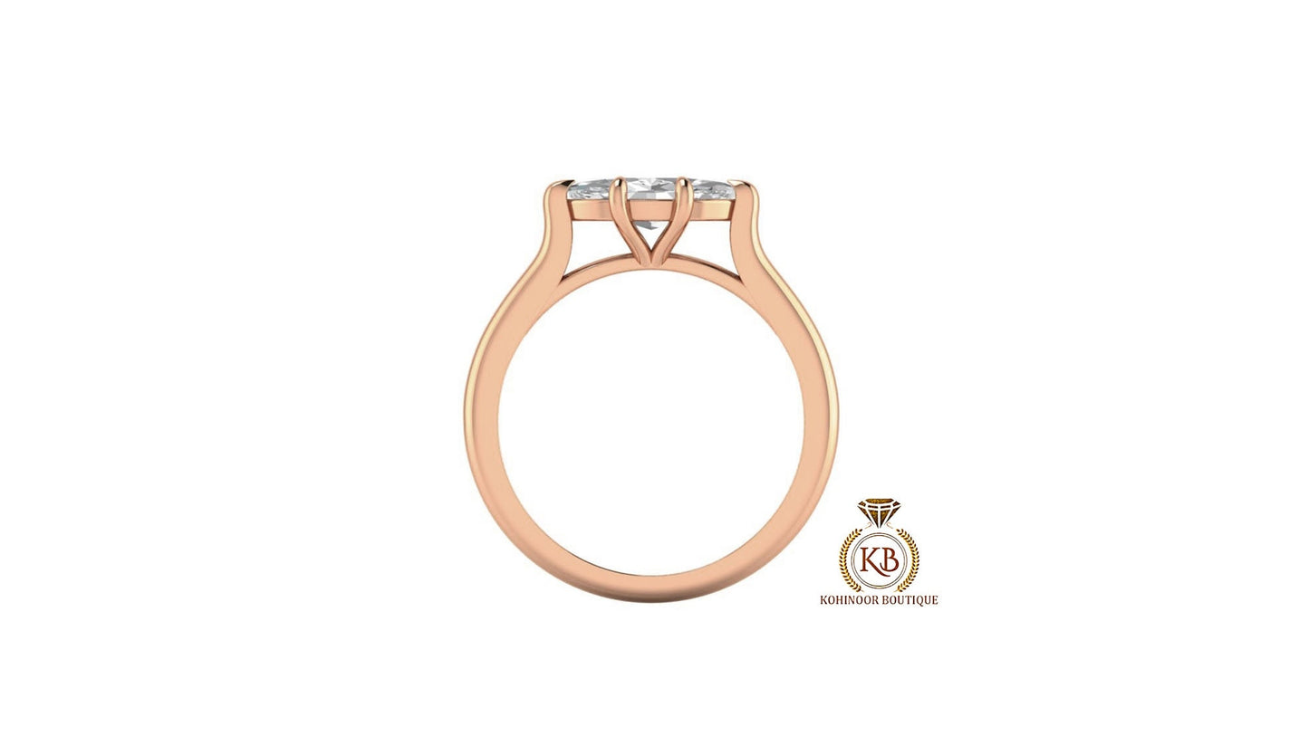 East-West Classic Trellis Marquise Cut Engagement Ring, Solitaire Ring Engagement ring, Proposal Ring, Rings for women