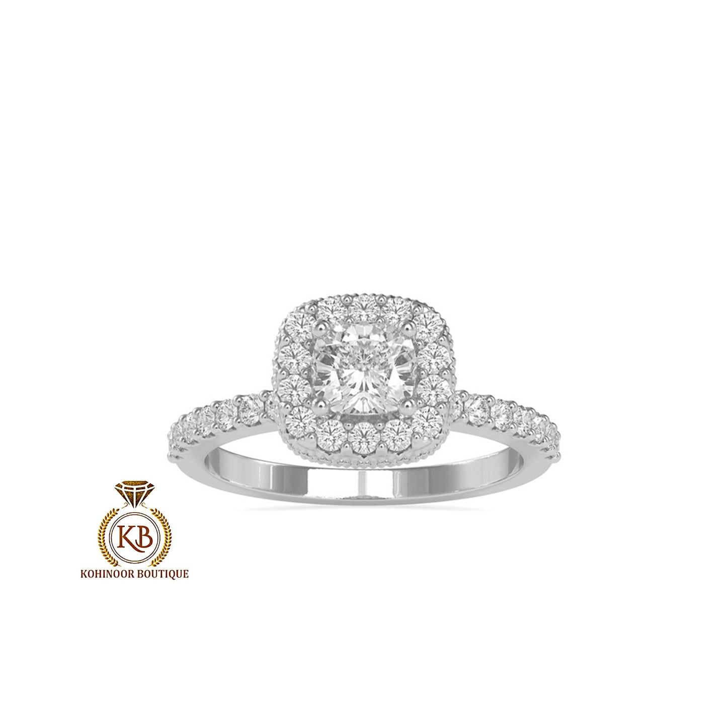 Vintage Cushion halo cluster with side pave cathedral set Moissanite Engagement\Wedding\Mother Ring in 18k\14k\10k