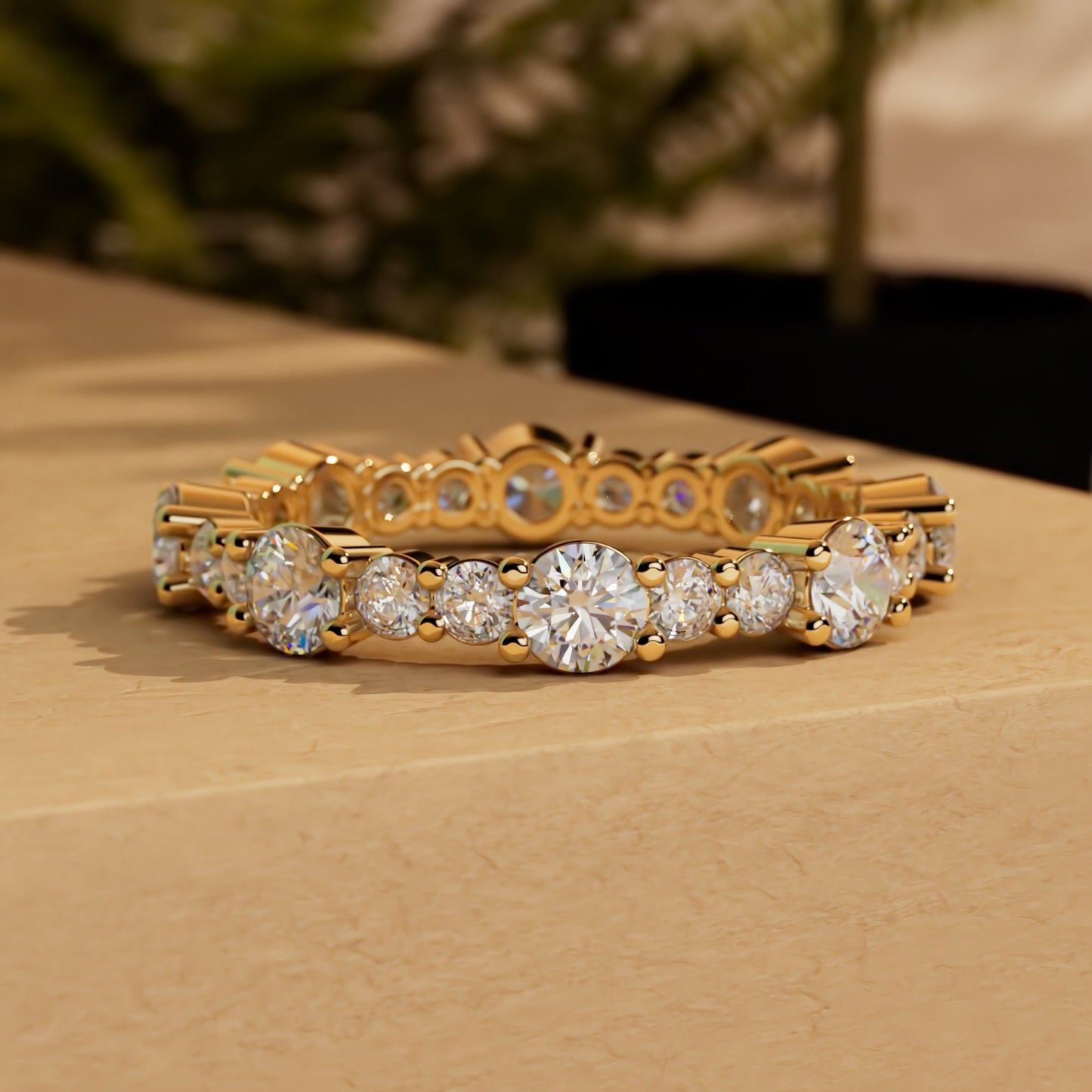 Round Cut Moissanite Wedding Band, stackable Bridal ring available in 18k\14k\10k and White\Yellow\Rose Gold, Silver, Platinum
