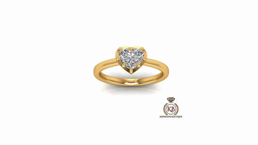 Heart Shaped Georgian cut down set Moissanite Solitaire Engagement Ring, Antique collets of the Victorian era, Vintage moissanite ring