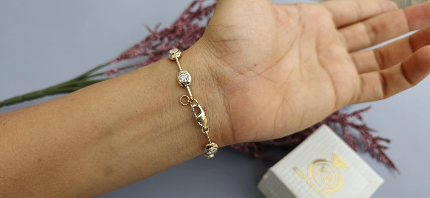 Moissanite Round cut bezel set button back Tennis Bracelet, Bracelet for women, Bracelet for her\girls, Anniversary\Birthday\Christmas gift