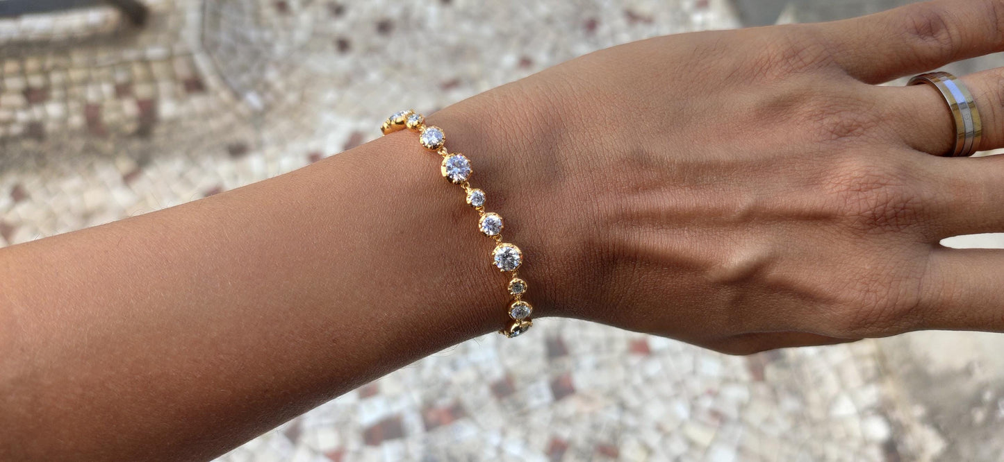 Georgian cut down button back set Moissanite Tennis Bracelet, Bracelet for women, Bracelet for girls, Bracelet for her, Anniversary gift