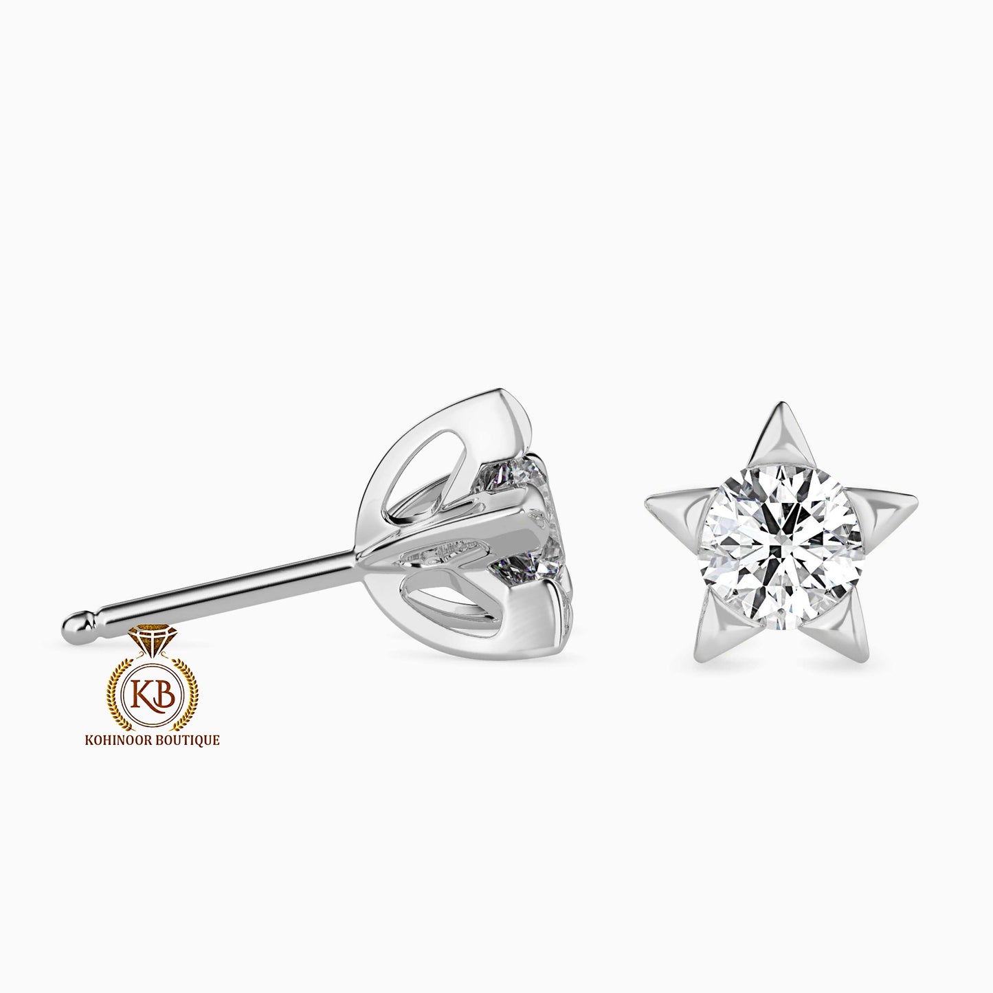 Round Cut Star shaped Solitaire Moissanite Stud Earrings,Moissanite Wedding Earrings,Push Back Earrings,Anniversary Mother's Day Gift