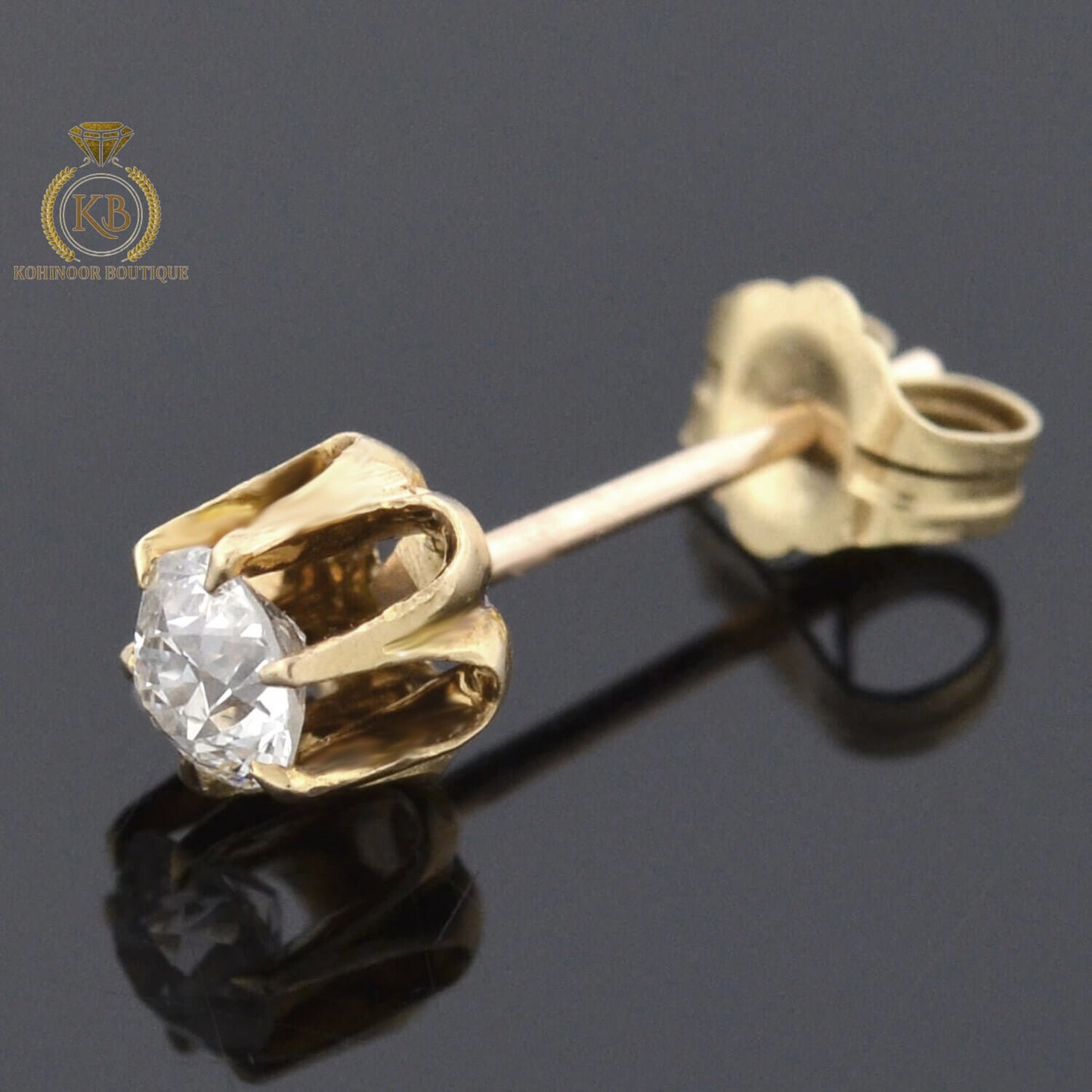 Victorian Round Moissanite Collet Stud Earrings, Moissanite Wedding Earrings, Push Back Earrings, Anniversary Gift