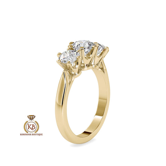 Round Cut Moissanite 3 stone Engagement Ring, Round cut trilogy, Three stone engagement ring, High profile set ring, Ring for her