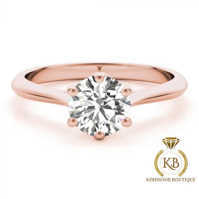 Round Cut Moissanite Cathedral Trellis set Solitaire Engagement ring, Classic solitaire ring, ring for her, ring for women, gift for her.