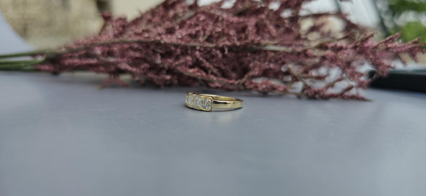 5 stone half bezel set cushion cut moissanite band, 5 stone anniversary band, 5 stone ring, ring for women, ring for her, gift for wife