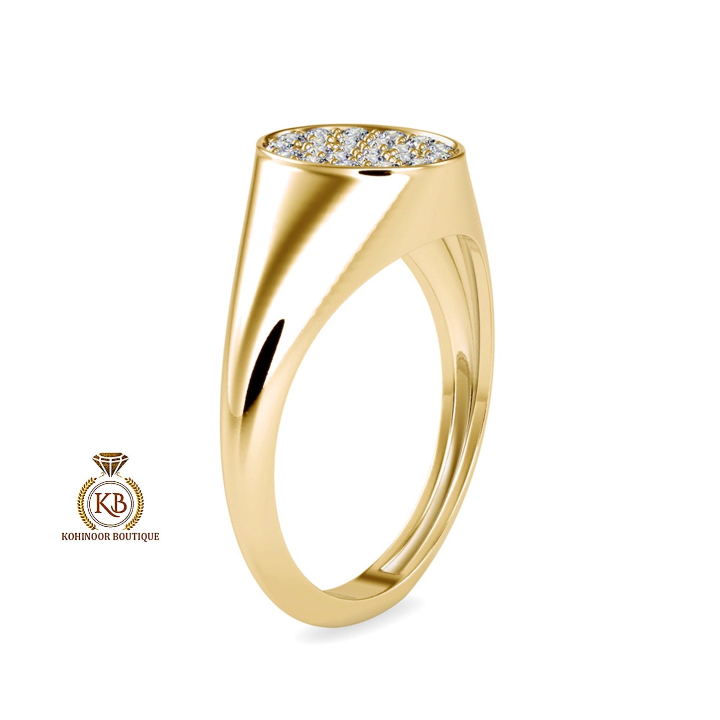 Signet Moissanite Ring, Cobble stone cluster art deco ring, Right hand statement ring, ring for women