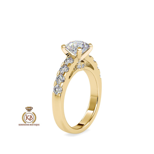 Round Cut Solitaire collar Halo Cathedral Set U shaped Pave Moissanite Engagement ring,ring for her, engagement ring, classic solitaire ring