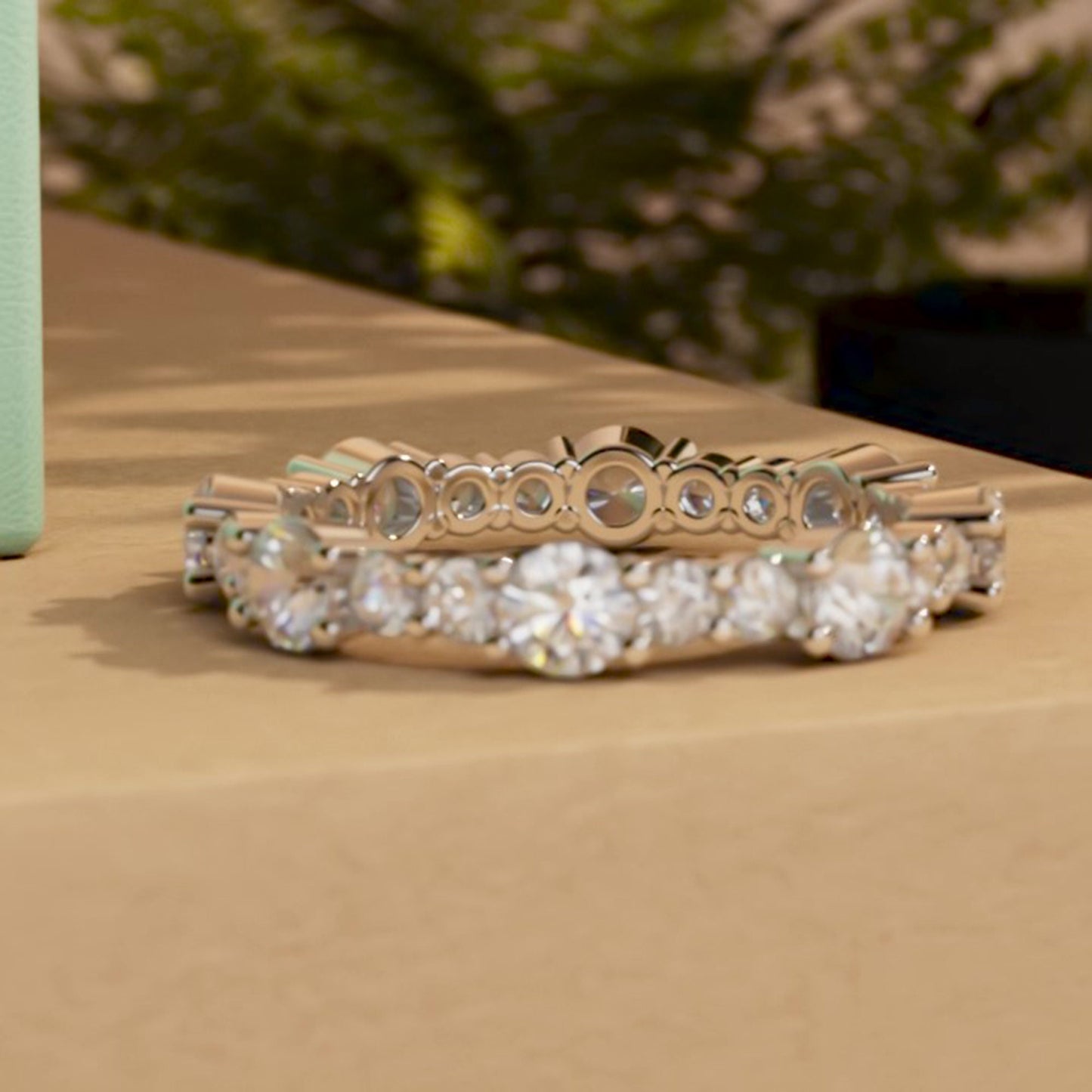 Round Cut Moissanite Wedding Band, stackable Bridal ring available in 18k\14k\10k and White\Yellow\Rose Gold, Silver, Platinum