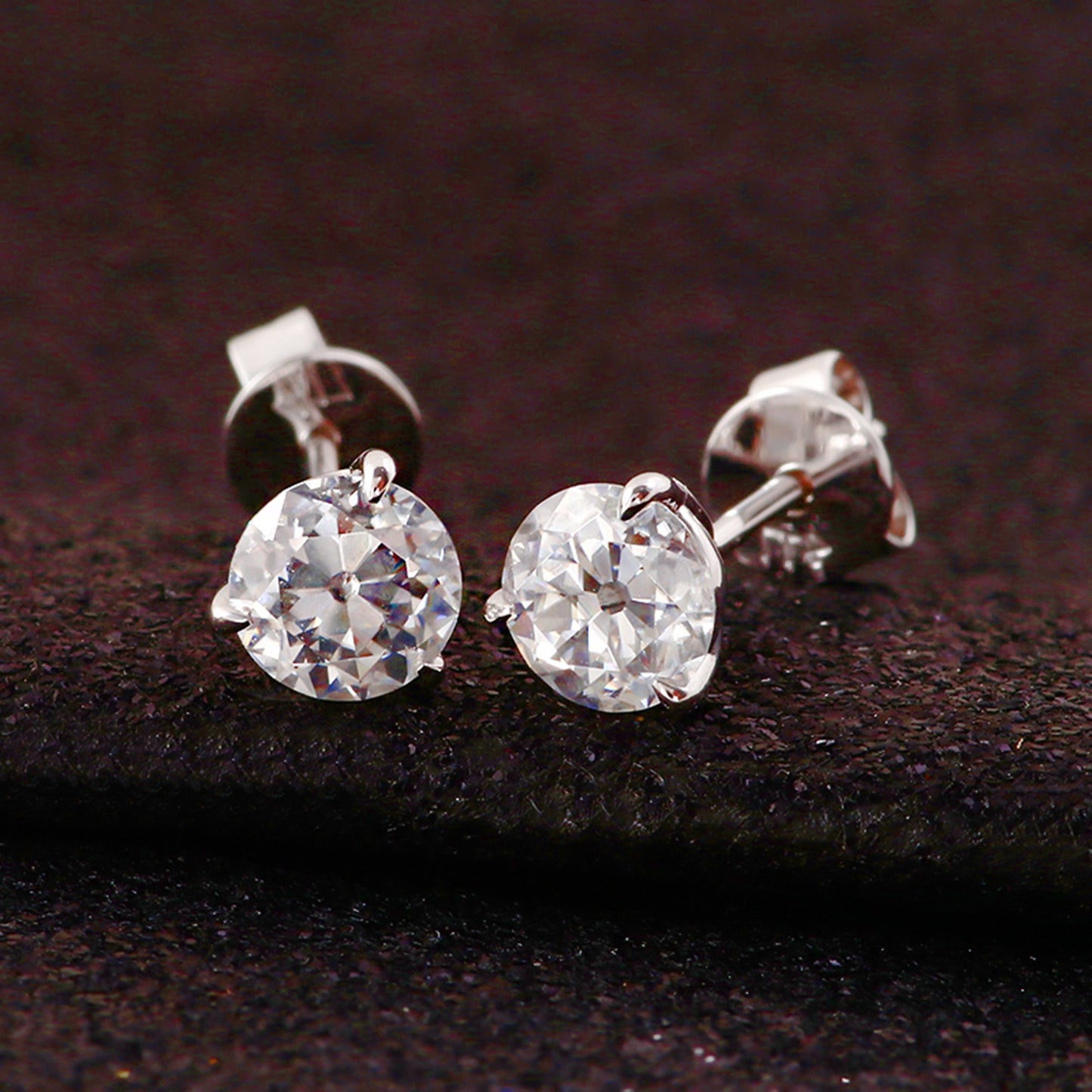 Round Old Mine Cut OMC Martini Set Moissanite Earrings studs , Studs for women, Mother's day gift, Push back earring, wedding studs