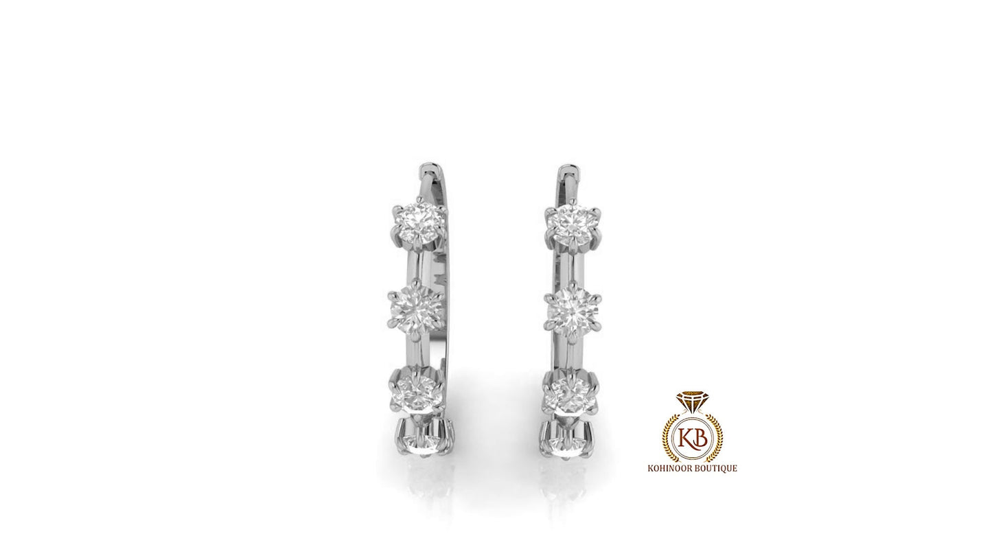 Round Moissanite eternity hoops and huggies, lightweight, easy to wear, must-have for every jewelry collection, easily fit any occasion.