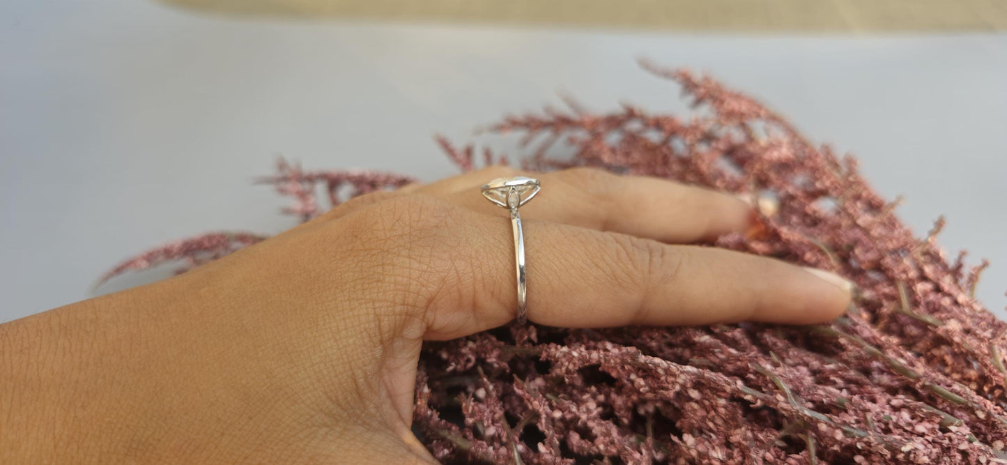 Tulip Lotus Basket Oval Bezel Moissanite Solitaire Engagement Ring, flower basket  Promise\proposal Ring.