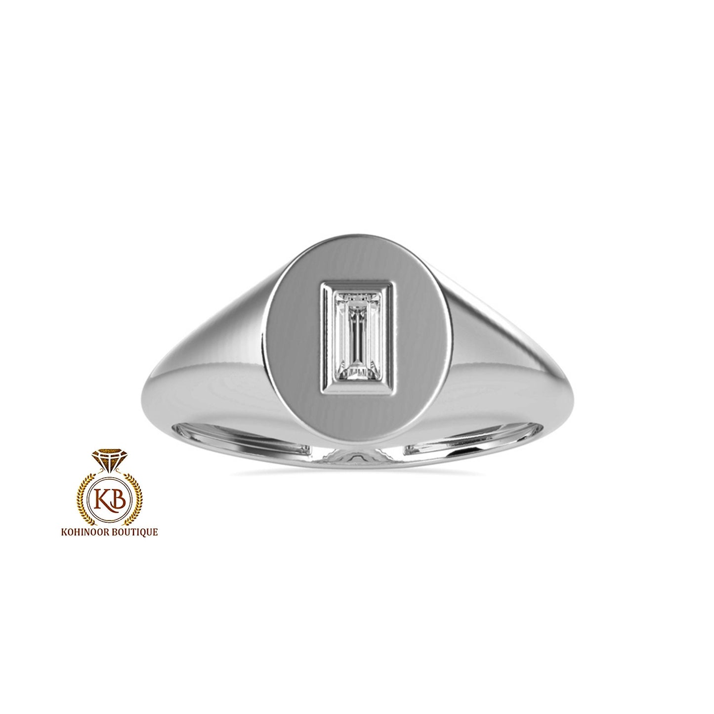 Baguette Cut Moissanite Signet ring, Gypsy Set engagement proposal ring ,Men\Women\Unisex\Gender Neutral ring, wedding band