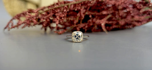 Old Mine Elongated Cushion Cut Milgrain Bezel lattice set Moissanite Engagement Ring with\without shoulders,Vintage Ring