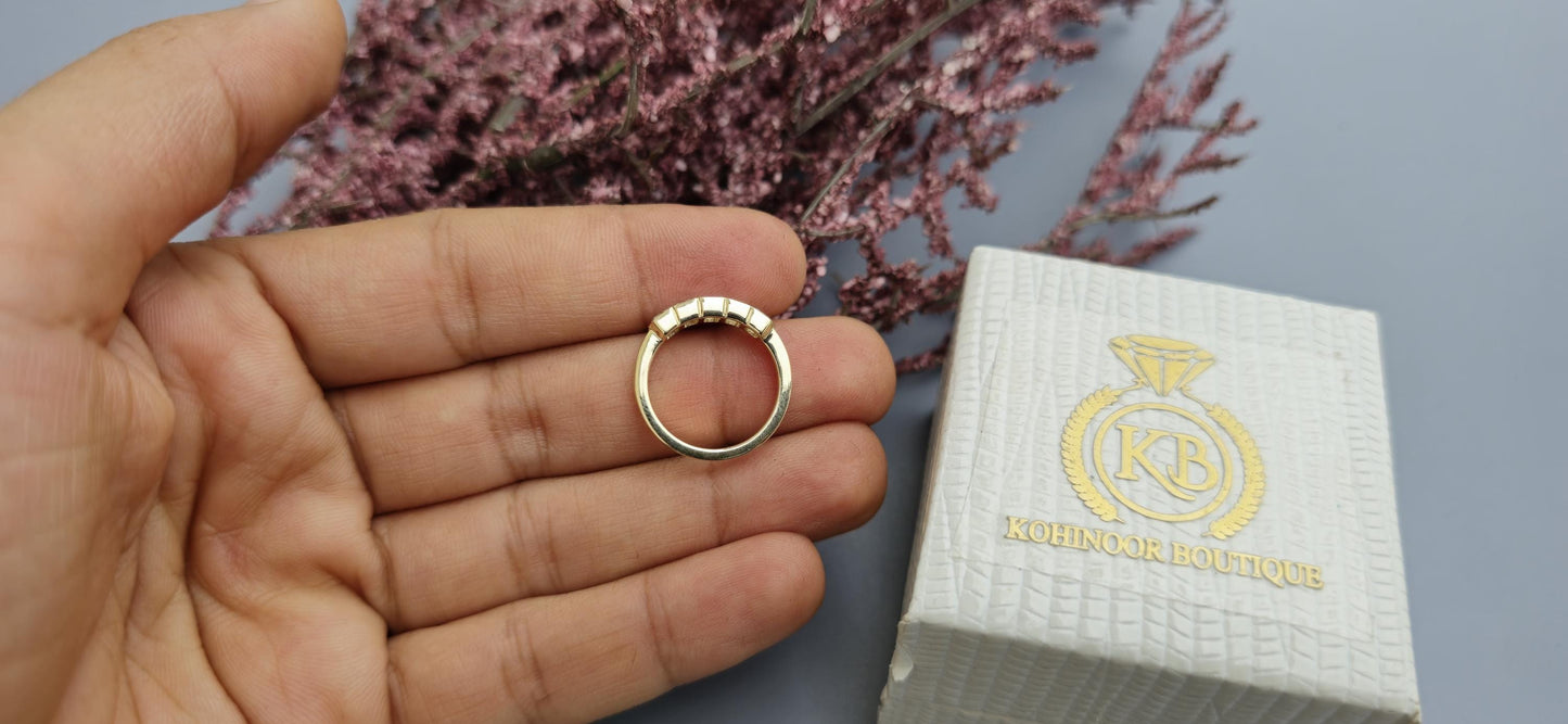 5 stone half bezel set cushion cut moissanite band, 5 stone anniversary band, 5 stone ring, ring for women, ring for her, gift for wife