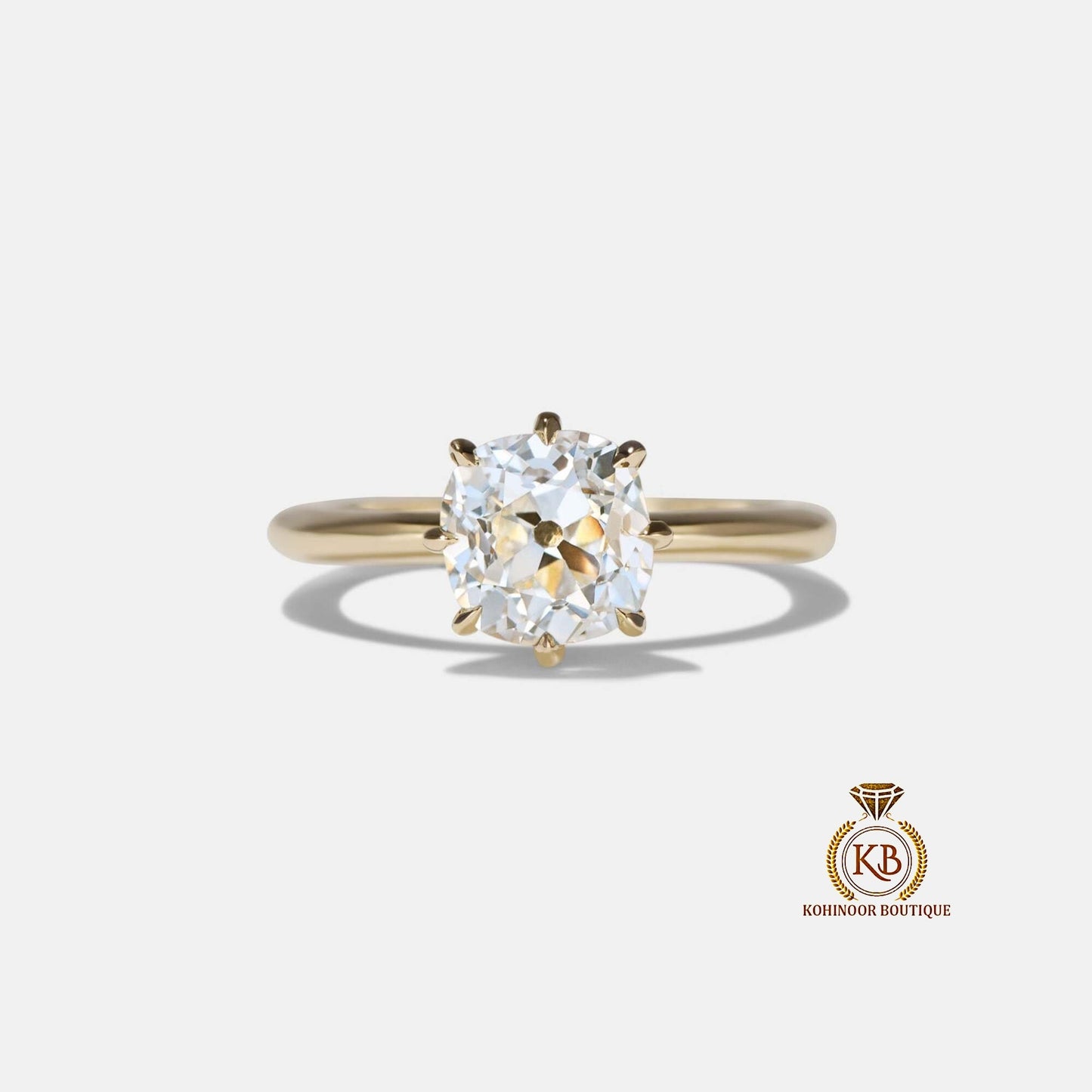 Old Mine Cut OMC Moissanite Solitaire Engagement Ring,  Ring, Wedding anniversary Ring in 18k\14k\10k White\Yellow\Rose Gold