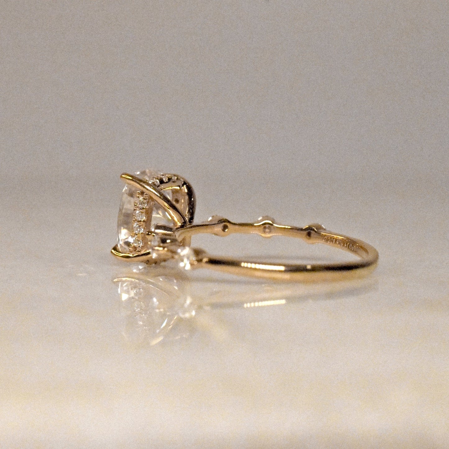 Cushion cut Hidden Halo Moissanite Engagement Ring , Solitaire Engagement ring, Ring for her, distance band, ring for women