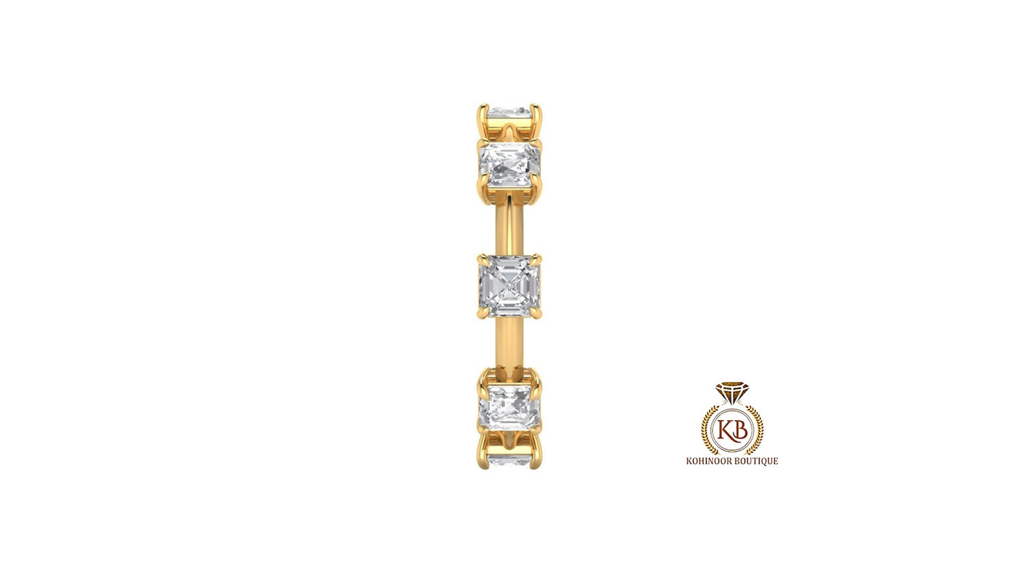 Asscher Moissanite Half\Full Eternity band, Anniversary gift, Wedding Band in 18k\14k\10k White\Yellow\Rose Gold