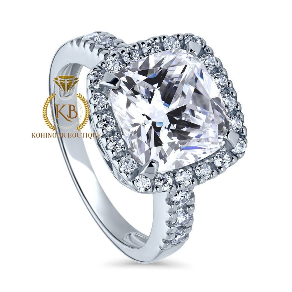Cushion Cut Halo pave Moissanite diamond solitaire Engagement\Bridal\propose\anniversary Ring in 18k\14k White\Yellow\Rose Gold