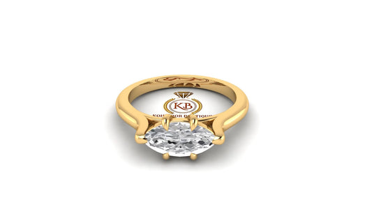 East-West Classic Trellis Marquise Cut Engagement Ring, Solitaire Ring Engagement ring, Proposal Ring, Rings for women