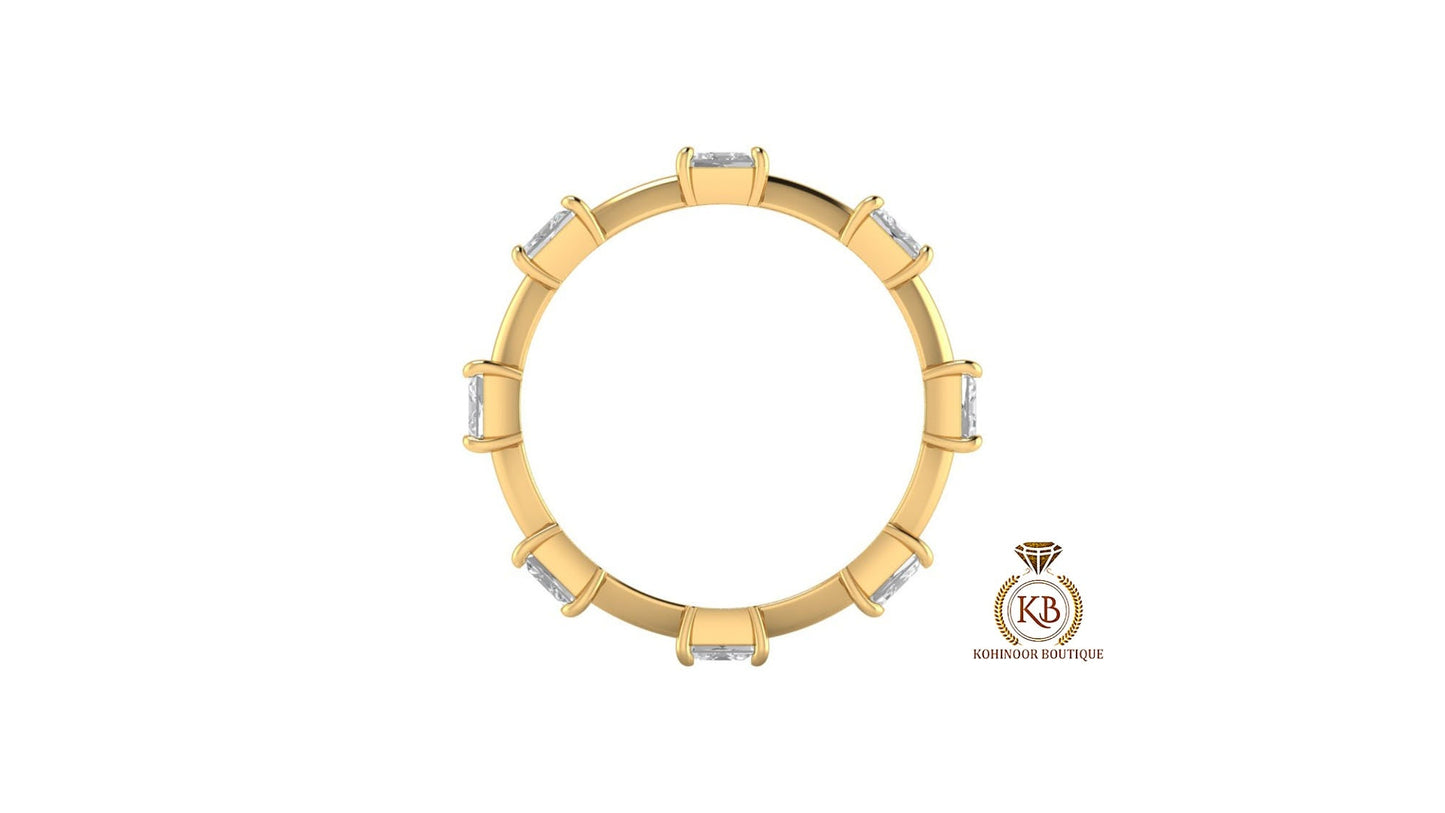 Asscher Moissanite Half\Full Eternity band, Anniversary gift, Wedding Band in 18k\14k\10k White\Yellow\Rose Gold
