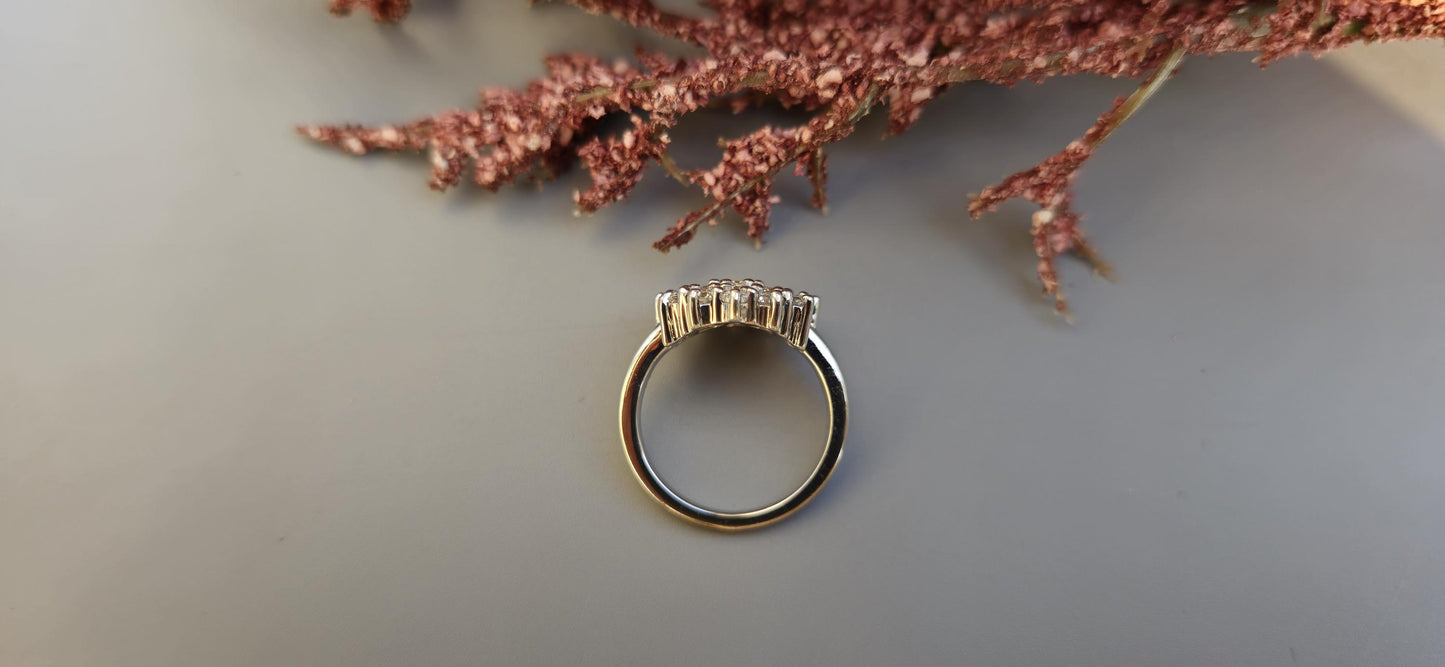 Double halo Cluster Art Deco Moissanite Floral Flush Set Engagement ring, statement ring, Right hand ring, cocktail ring, ring for women