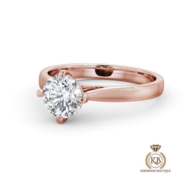 Compass prong set Round Cut Classic Solitaire cathedral set Moissanite Engagement Ring in 18k\14k\10k, ring for her, gift for women.